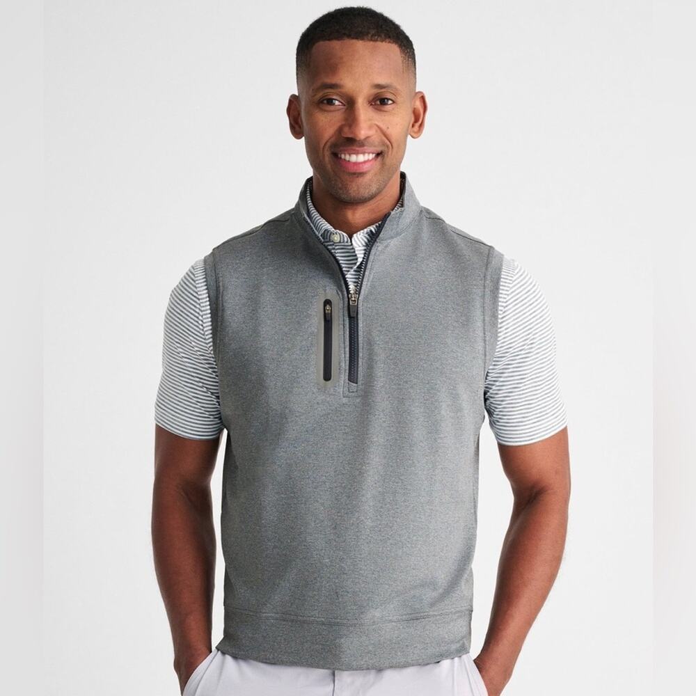 NEW Johnnie O Denny PREP-FORMANCE 1/4 Zip Vest- Two Colors Size Small Grey